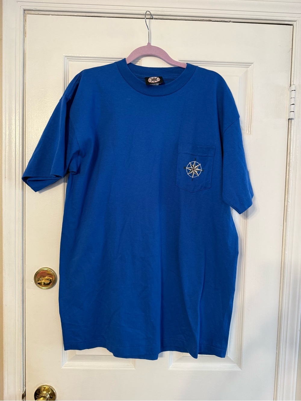 Men's Blue Pocket T-Shirt with Compass Logo